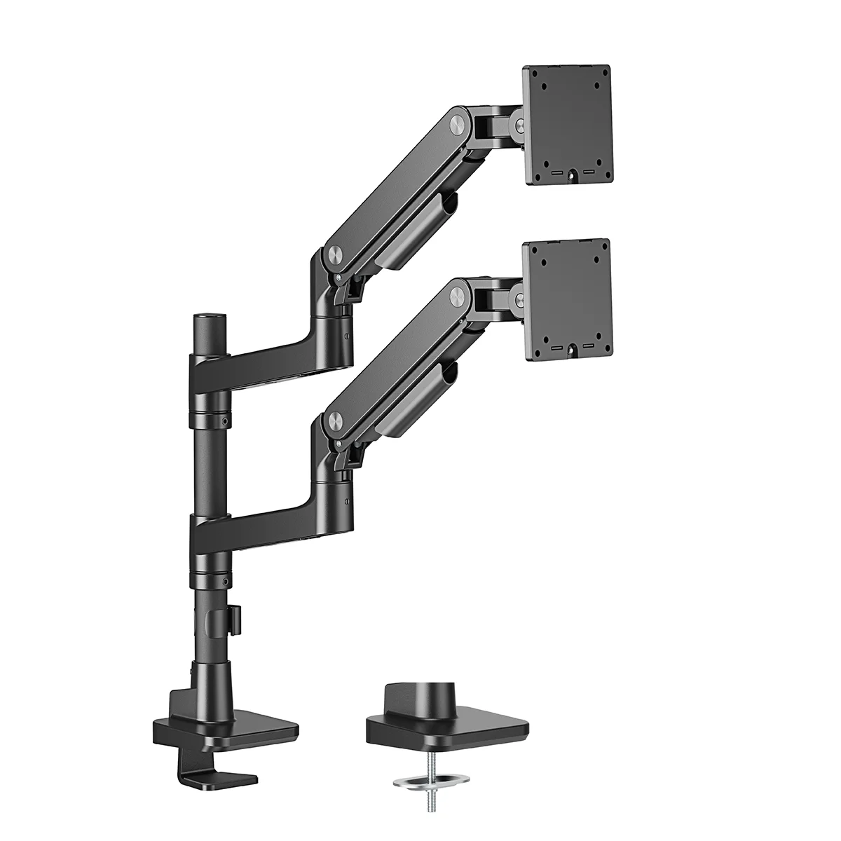 Noteworthy Pole-Mounted Heavy-Duty Gas Spring Dual Monitor Arm